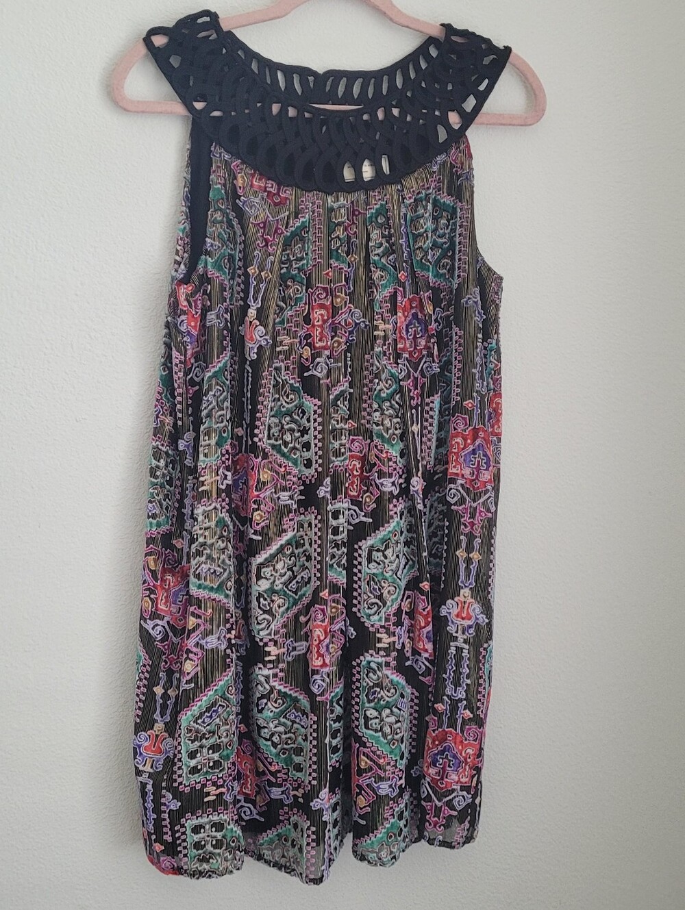 Anthropologie Moulinette Soeurs Metallic Burnout Velvet Shift Dress S